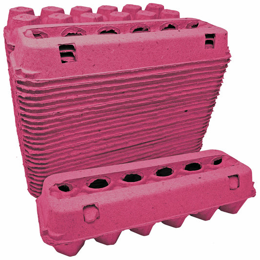 Vented Paper Pulp Egg Cartons - Pink