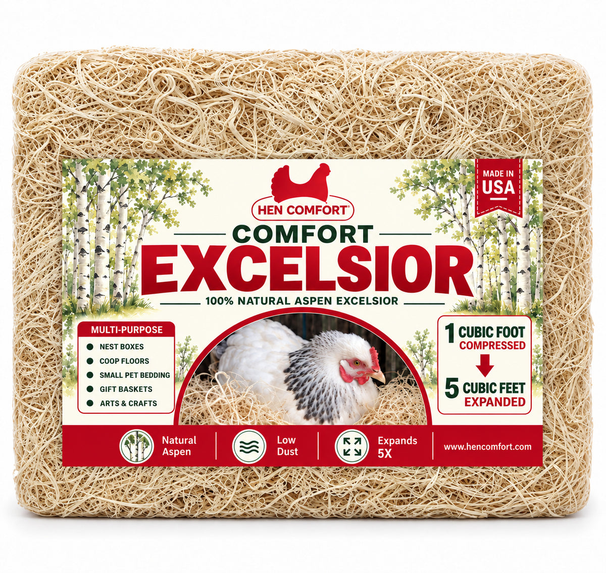 Comfort Excelsior – Natural Aspen Bedding | 5 Cubic Feet Expanded