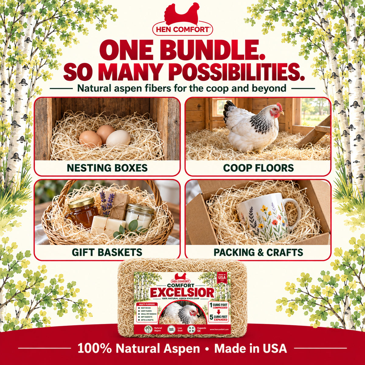 Comfort Excelsior – Natural Aspen Bedding | 5 Cubic Feet Expanded